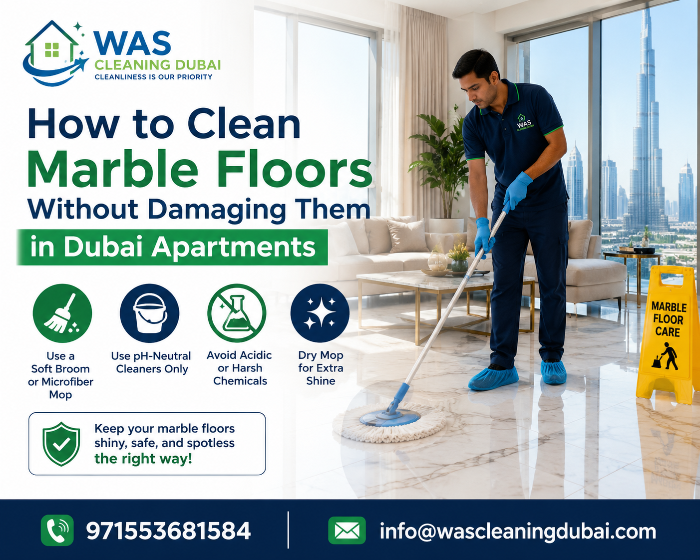 How to Clean Marble Floors Without Damaging Them in Dubai Apartments
