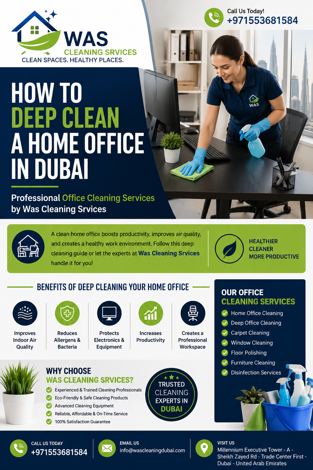 How to Deep Clean a Home Office in Dubai | Office Cleaning Services | Was Cleaning Services